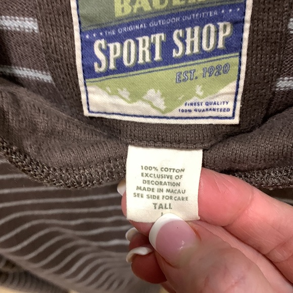 Eddie Bauer sport shop soft 100% cotton size tall large brown with white stripes - Picture 5 of 16